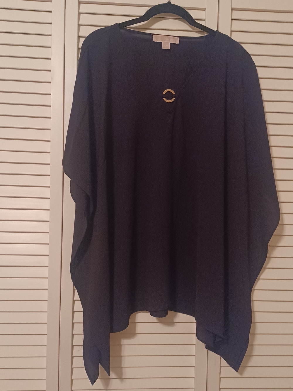 Michael Kors Black Poncho Tunic with Gold Accent